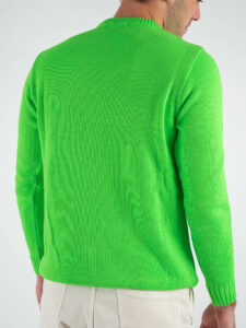 SUPERCULTURE Maglione girocollo basico misto lana TOM Verde Fluo (1)
