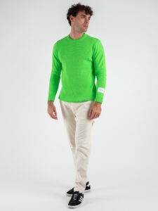 SUPERCULTURE Maglione girocollo basico misto lana TOM Verde Fluo (2)