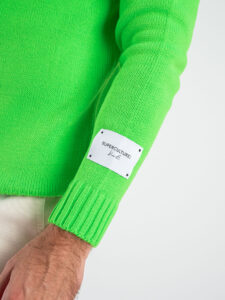 SUPERCULTURE Maglione girocollo basico misto lana TOM Verde Fluo (3)