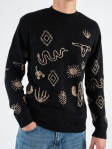TOOCO Maglione in cashmere con stampe azteche MEZCAL Nero (3)