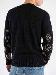 TOOCO Maglione in cashmere con stampe azteche MEZCAL Nero (7)