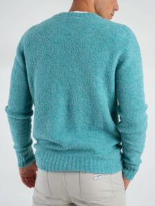 V2 Maglione girocollo bouclè misto lana MAFLU Azzurro (1)