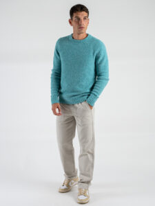 V2 Maglione girocollo bouclè misto lana MAFLU Azzurro (2)