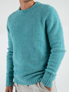 V2 Maglione girocollo bouclè misto lana MAFLU Azzurro (3)