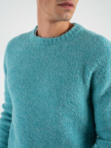 V2 Maglione girocollo bouclè misto lana MAFLU Azzurro (4)