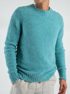 V2 Maglione girocollo bouclè misto lana MAFLU Azzurro (5)
