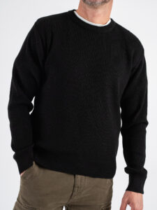 BL11 Maglione girocollo costa inglese misto lana 24236590001 Nero (4)