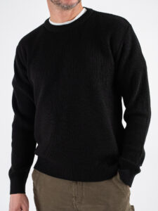 BL11 Maglione girocollo costa inglese misto lana 24236590001 Nero (5)