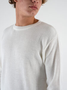 BL11 Maglione girocollo costa inglese misto lana 2423659128 Panna (2)