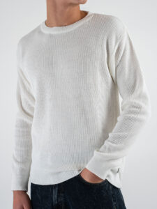 BL11 Maglione girocollo costa inglese misto lana 2423659128 Panna (4)