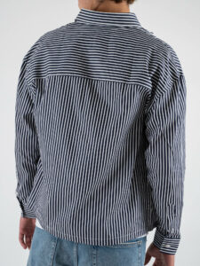 Camicia cropped a righe vestibilità over con tasca frontale GALLIPOLI BiancaBlu (1)