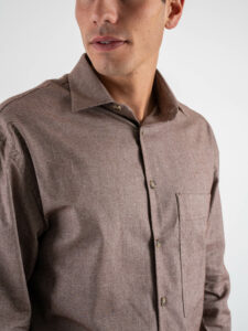 Camicia cropped in flanella leggera vestibilità over con tasca frontale GALLIPOLI Moro Melange (4)