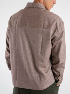 Camicia cropped in flanella leggera vestibilità over con tasca frontale GALLIPOLI Moro Melange (5)