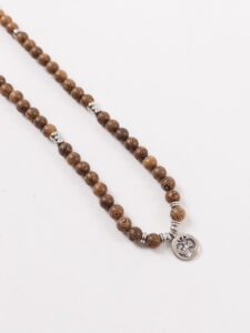 Collana lunga Unisex fatta a mano Nepal buddista perline di legno grosse 67AS8 Marrone