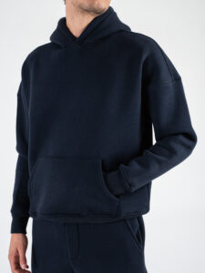 Completo tuta felpato con felpa cappuccio boxy fit + pantalone baggy TRAVIS Blu (3)