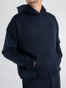 Completo tuta felpato con felpa cappuccio boxy fit + pantalone baggy TRAVIS Blu (4)