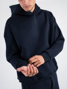 Completo tuta felpato con felpa cappuccio boxy fit + pantalone baggy TRAVIS Blu (5)