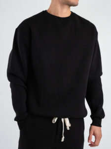 Completo tuta felpato con felpa girocollo + pantalone con polsini DRAKE inv Nero (1)