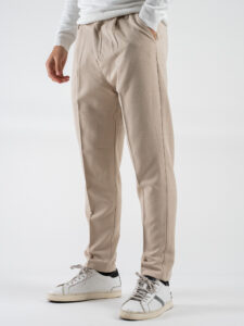 ESTASI Pantalone chinos morbido con coulisse e bottone in vita BARCELLONA INV Beige (3)
