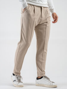 ESTASI Pantalone chinos morbido con coulisse e bottone in vita BARCELLONA INV Beige (4)