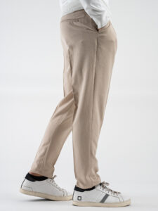 ESTASI Pantalone chinos morbido con coulisse e bottone in vita BARCELLONA INV Beige (5)
