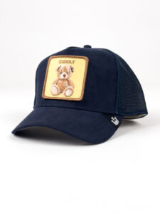 GOORIN BROS Cappellino in suede blu con patch crema stampa orsetto CUDDLY
