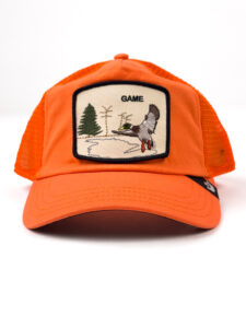 GOORIN BROS Cappellino in tessuto arancio con patch beige stampa papera GAME