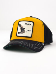 GOORIN BROS Cappellino in tessuto giallo-nero senza retina con patch in lana stampa papera GOLDEN