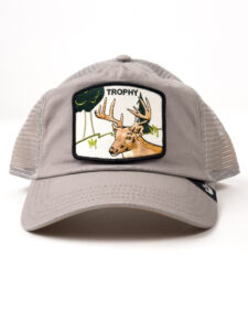 GOORIN BROS Cappellino in tessuto grigio con patch bianca stampa cervo TROPHY