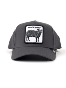 GOORIN BROS Cappellino in tessuto grigio senza retina con patch in lana stampa pecora BLACK SHEEP (1)