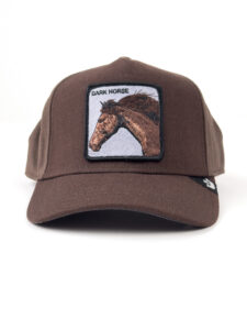 GOORIN BROS Cappellino in tessuto marrone senza retina con patch in lana stampa cavallo DARK HORSE
