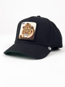 GOORIN BROS Cappellino in tessuto nero senza retina con patch in lana stampa leone KING (2)