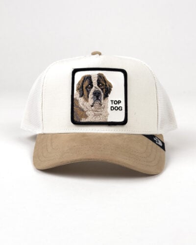 GOORIN BROS Cappellino in tessuto panna con becca in suede beige e patch stampa san bernardo TOP DOG 2 Nuovi Arrivi