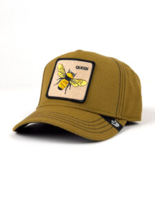 GOORIN BROS Cappellino in tessuto senape senza retina con patch in lana stampa ape QUEEN
