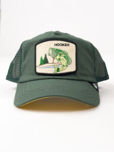GOORIN BROS Cappellino in tessuto verde con patch panna stampa pesce HOOKER