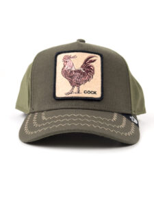 GOORIN BROS Cappellino in tessuto verde senza retina con patch in lana stampa gallo COCK