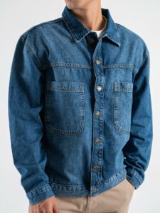 IMPERIAL Camicia over in jeans con tasconi frontali V860110888 Blu Denim (3)