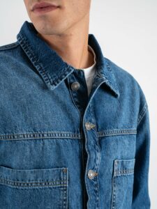 IMPERIAL Camicia over in jeans con tasconi frontali V860110888 Blu Denim (5)