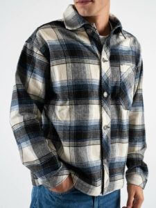 IMPERIAL Camicia scozzese over in flanella C860110899 BluBianco (1)