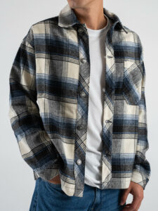 IMPERIAL Camicia scozzese over in flanella C860110899 BluBianco (4)