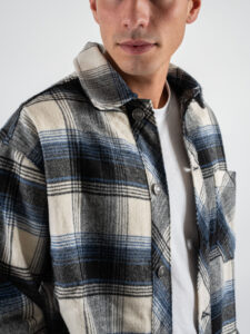 IMPERIAL Camicia scozzese over in flanella C860110899 BluBianco (5)