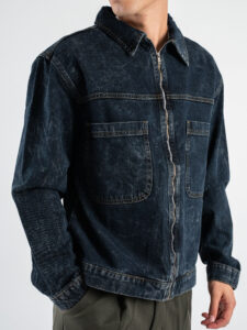 IMPERIAL Giubbino in jeans effetto marmo con zip e tasconi frontali V860110889 Blu Denim (1)
