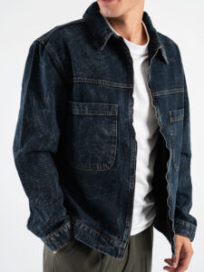 IMPERIAL Giubbino in jeans effetto marmo con zip e tasconi frontali V860110889 Blu Denim (4)