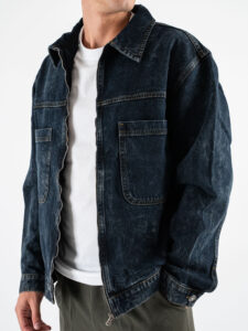 IMPERIAL Giubbino in jeans effetto marmo con zip e tasconi frontali V860110889 Blu Denim (5)