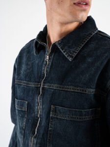 IMPERIAL Giubbino in jeans effetto marmo con zip e tasconi frontali V860110889 Blu Denim (8)