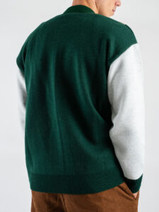 LES COSTUMES Cardigan bicolore con colletto,bottoni e ricami LCFW25008 Verde (1)