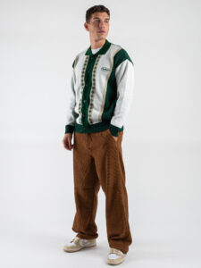 LES COSTUMES Cardigan bicolore con colletto,bottoni e ricami LCFW25008 Verde (2)