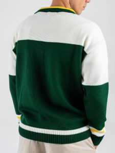LES COSTUMES Cardigan con mezza zip e ricamo frontale LCFW25006 Verde (1)
