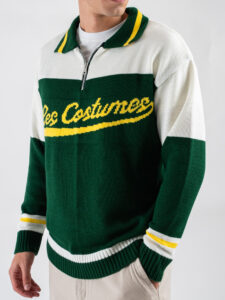 LES COSTUMES Cardigan con mezza zip e ricamo frontale LCFW25006 Verde (4)