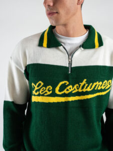 LES COSTUMES Cardigan con mezza zip e ricamo frontale LCFW25006 Verde (5)